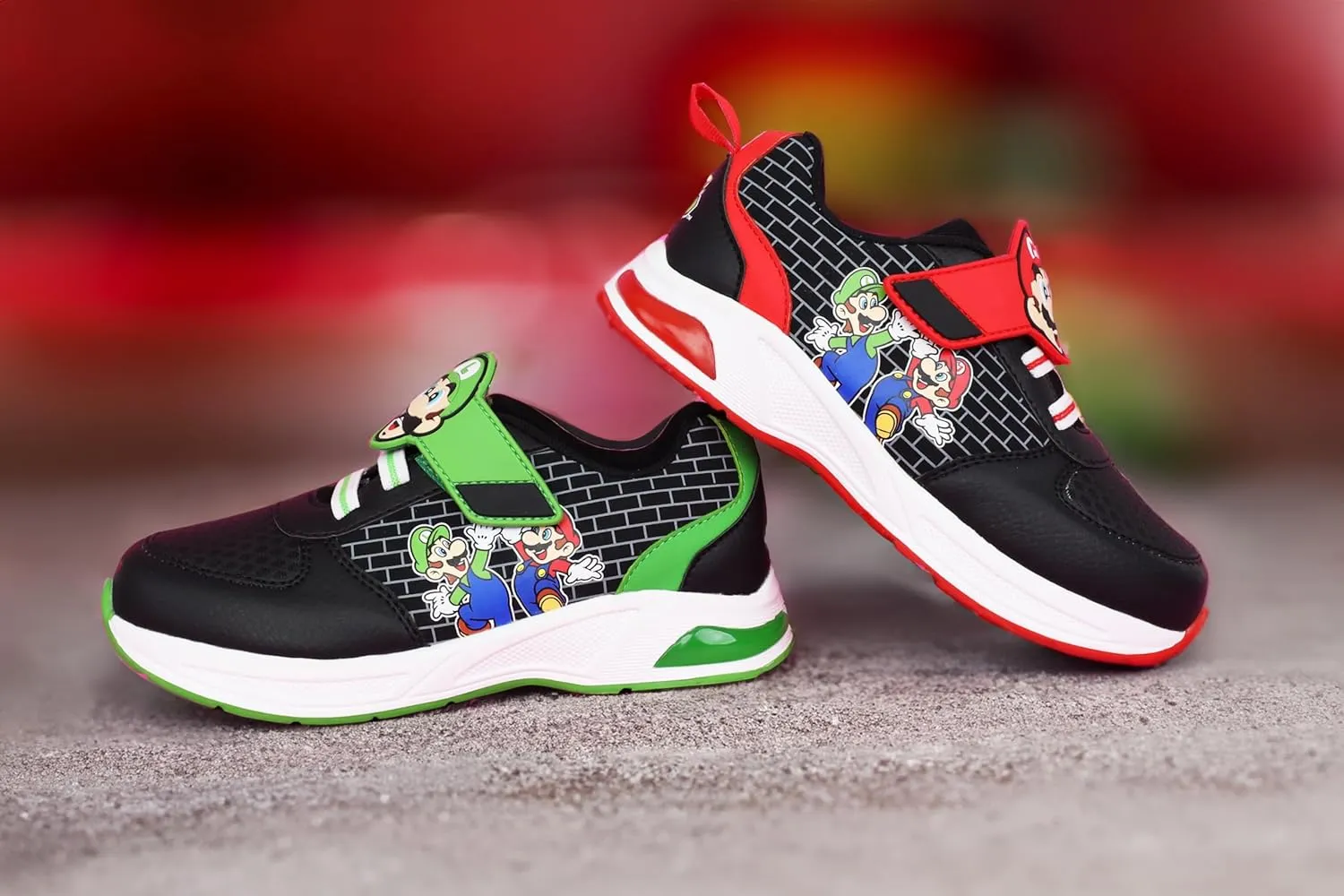 Mario and Luigi Kids Sneakers Boys Light Up Hook and Loop