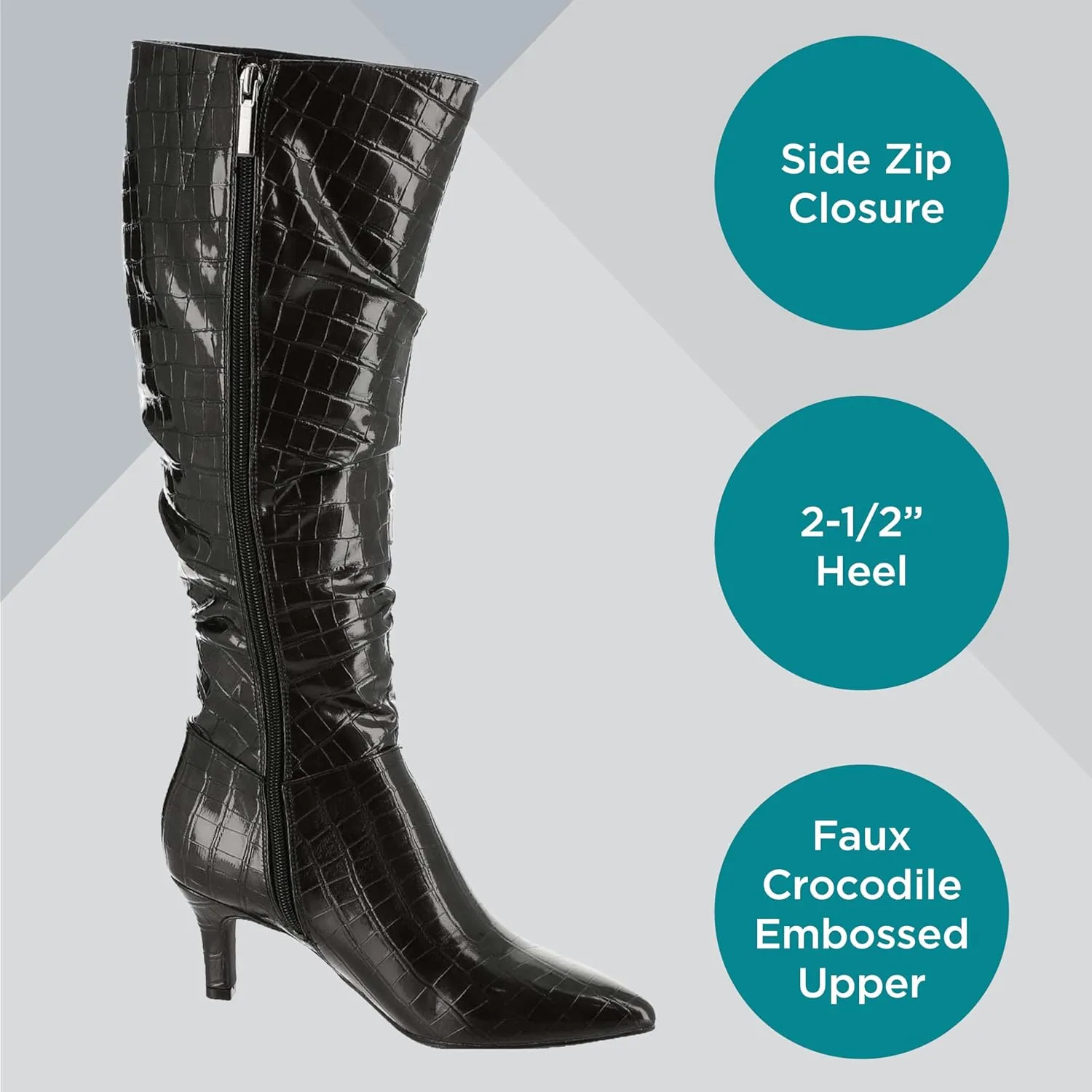 Masseys Women's Taylor Crocodile-Embossed Slouchy Boot