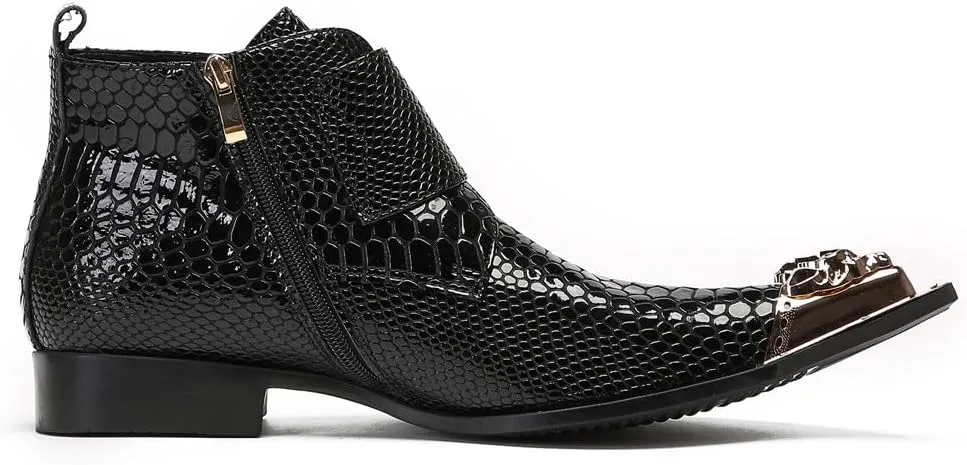 Men Ankle Chelsea Boots Stylish Dress Party Handmade Genuine Leather Western Boot Metal Pointed Toe Double Monk Straps Cowboy Boots for Men ?