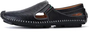 Men's Breathable Summer Genuine Leather Sandal Perforated Casual Walking Driving Flats Shoes