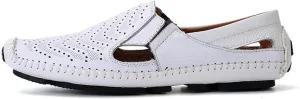 Men's Breathable Summer Genuine Leather Sandal Perforated Casual Walking Driving Flats Shoes