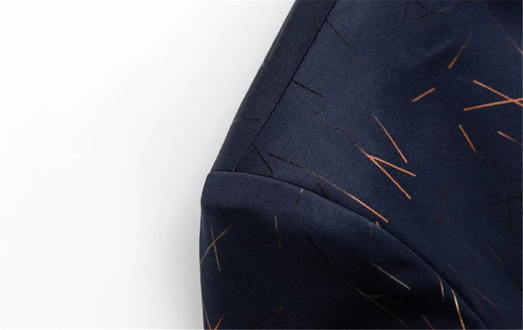 Men's Casual Slim Single Breasted Personalized Print Slim Fit Suit Dress Blazers Jacket Coat