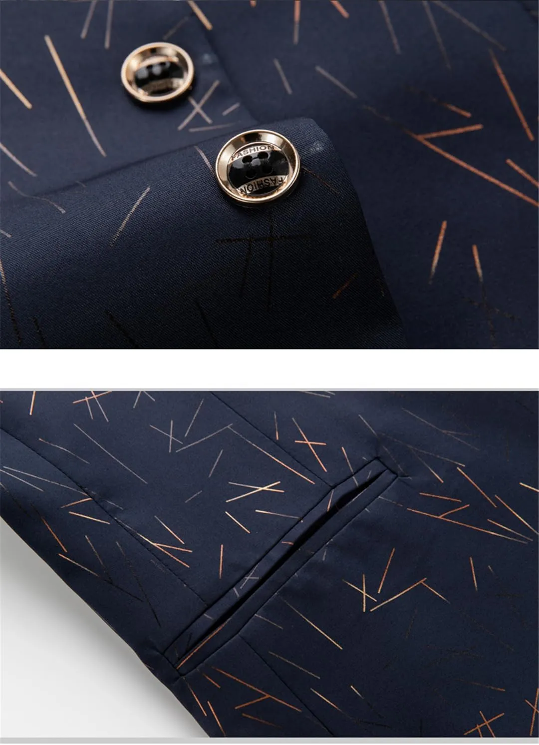 Men's Casual Slim Single Breasted Personalized Print Slim Fit Suit Dress Blazers Jacket Coat