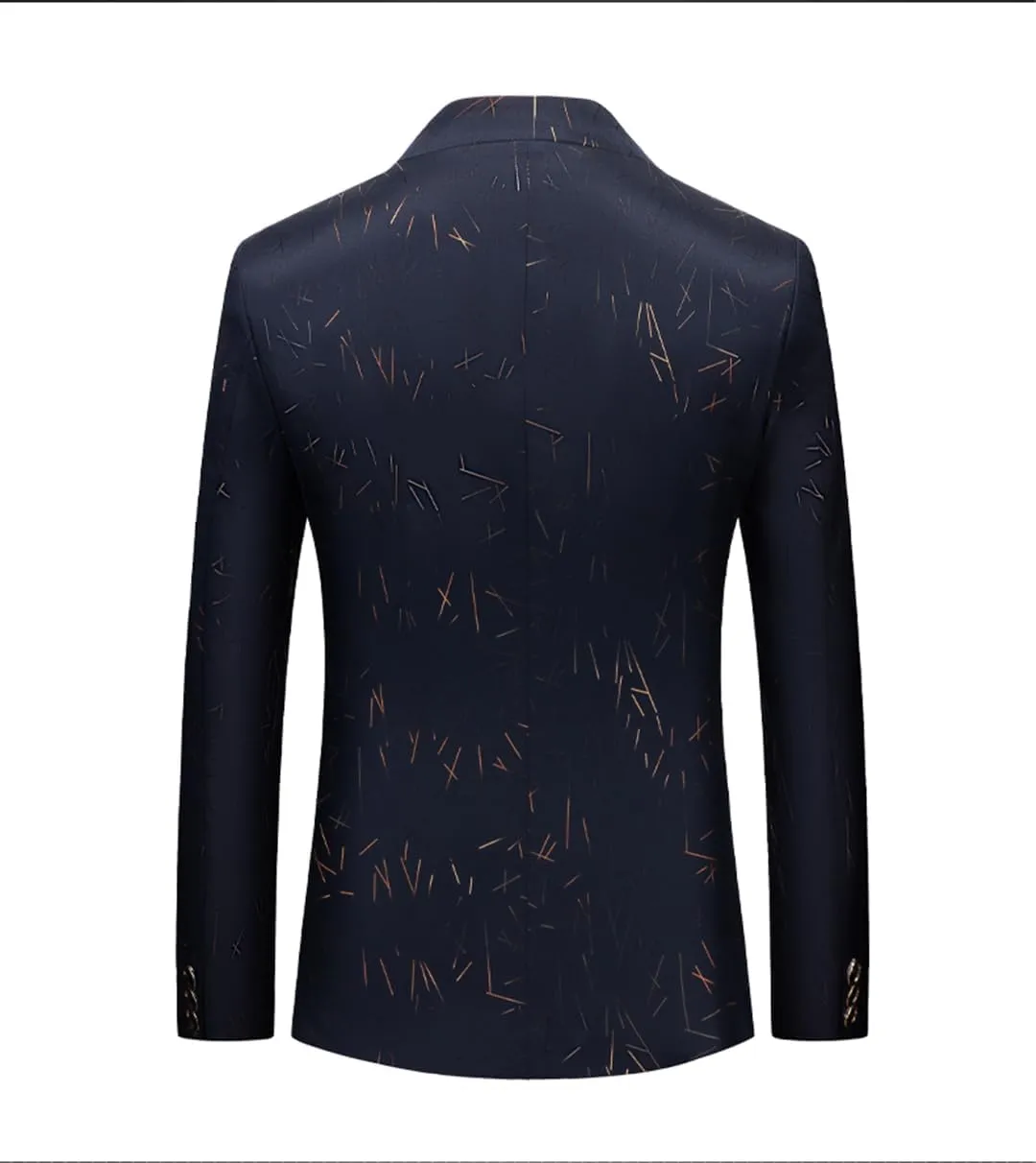 Men's Casual Slim Single Breasted Personalized Print Slim Fit Suit Dress Blazers Jacket Coat