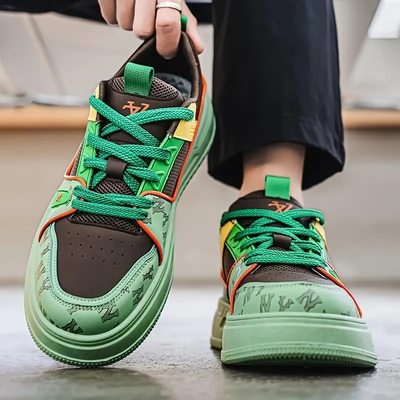 Men's Casual Street Fashion Low-Top Sneakers with Random Pattern, Perfect for Daily Wear