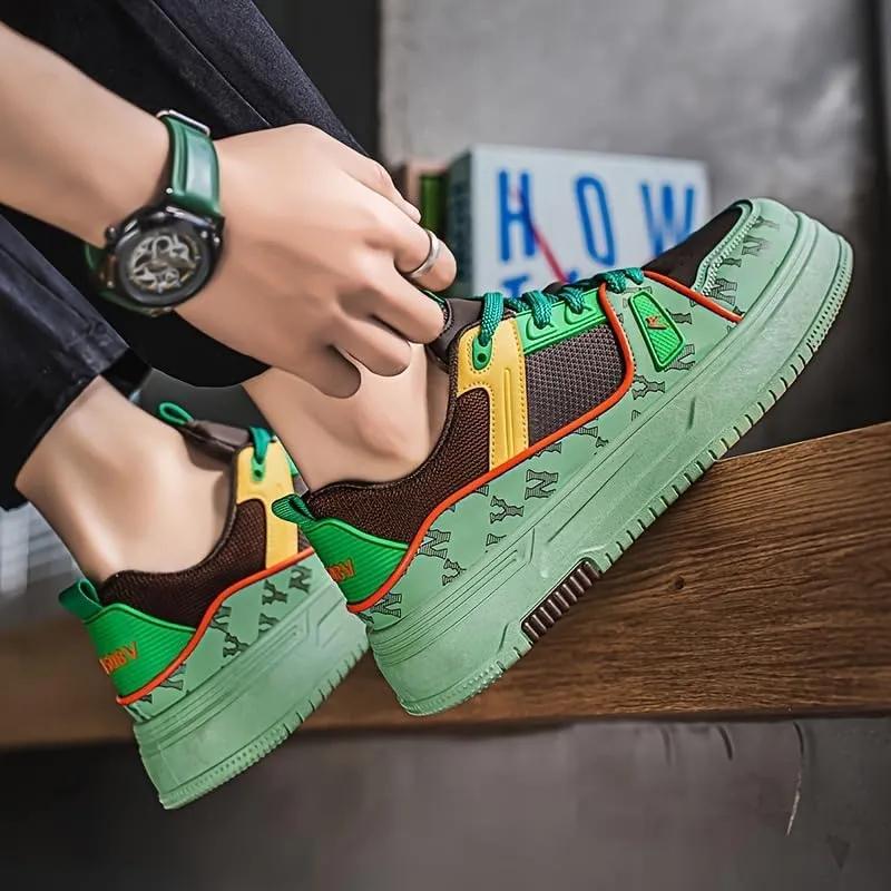 Men's Casual Street Fashion Low-Top Sneakers with Random Pattern, Perfect for Daily Wear