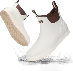Men's Deck Boots Waterproof Fishing Rain Boots, Anti-Slip Rubber Boots Ankle Booties, High-Performance Footwear Chelsea Boots for Gardening Boating Camping Sailing