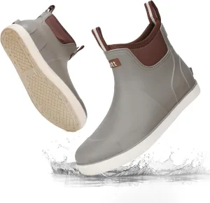 Men's Deck Boots Waterproof Fishing Rain Boots, Anti-Slip Rubber Boots Ankle Booties, High-Performance Footwear Chelsea Boots for Gardening Boating Camping Sailing