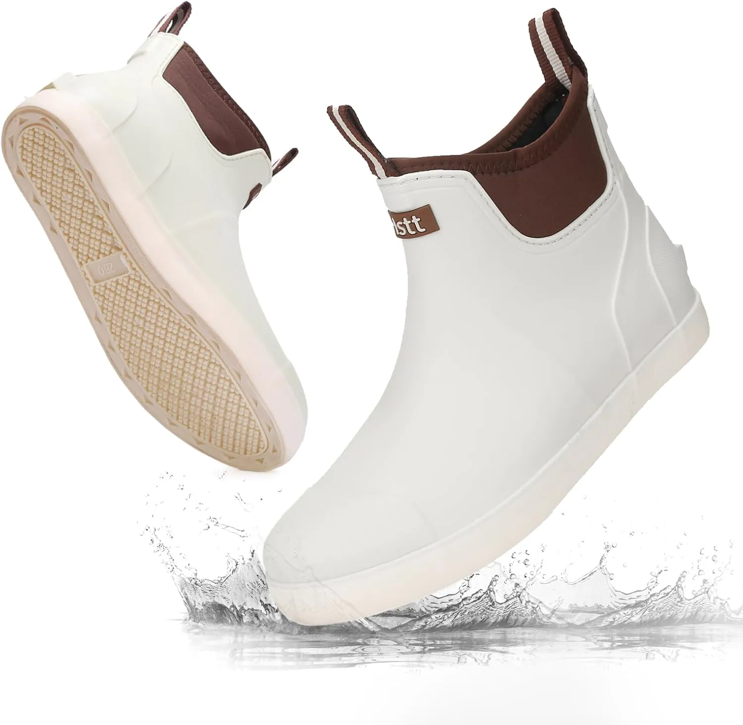 Men's Deck Boots Waterproof Fishing Rain Boots, Anti-Slip Rubber Boots Ankle Booties, High-Performance Footwear Chelsea Boots for Gardening Boating Camping Sailing