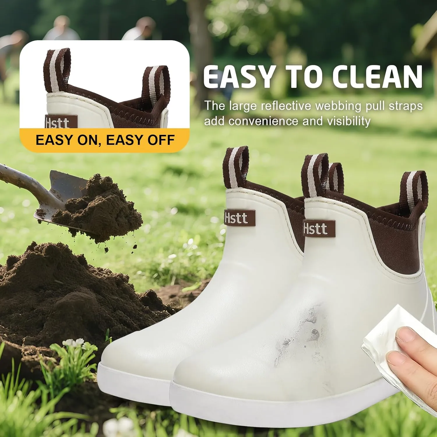 Men's Deck Boots Waterproof Fishing Rain Boots, Anti-Slip Rubber Boots Ankle Booties, High-Performance Footwear Chelsea Boots for Gardening Boating Camping Sailing