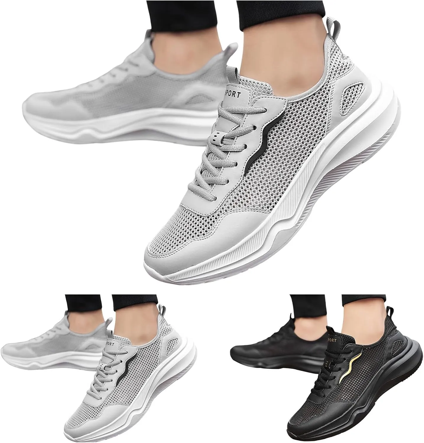 Men’s Everyday Sneakers Men Sports Shoes Fashionable New Pattern Mesh Breathable Comfortable Lightweight Outdoor Casual