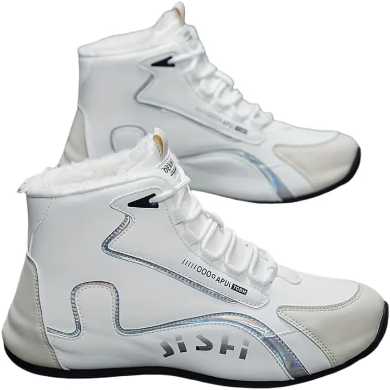 Men's High-Top Winter Snow Boots with Fleece Lining - Street Style Fashion Popular Graphic - Durable PU Upper & Rubber Sole - Lace-Up Round Toe Outdoor Hiking Boots for Fall/Winter
