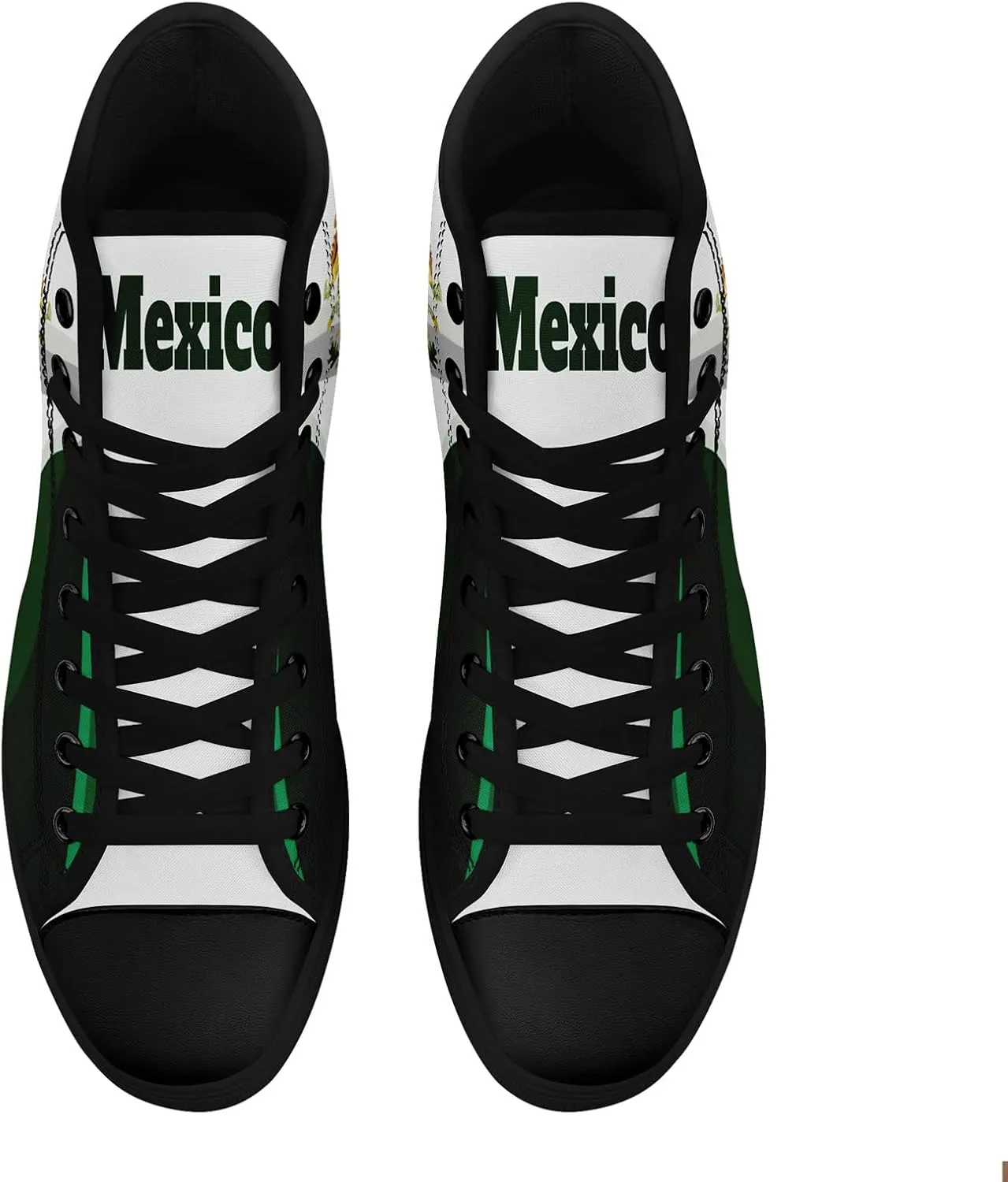 Men's Mexican Flag High-Top Canvas Sneakers Women's Mexico Lace-Up Shoes Gift Comfortable Stylish Streetwear Footwear