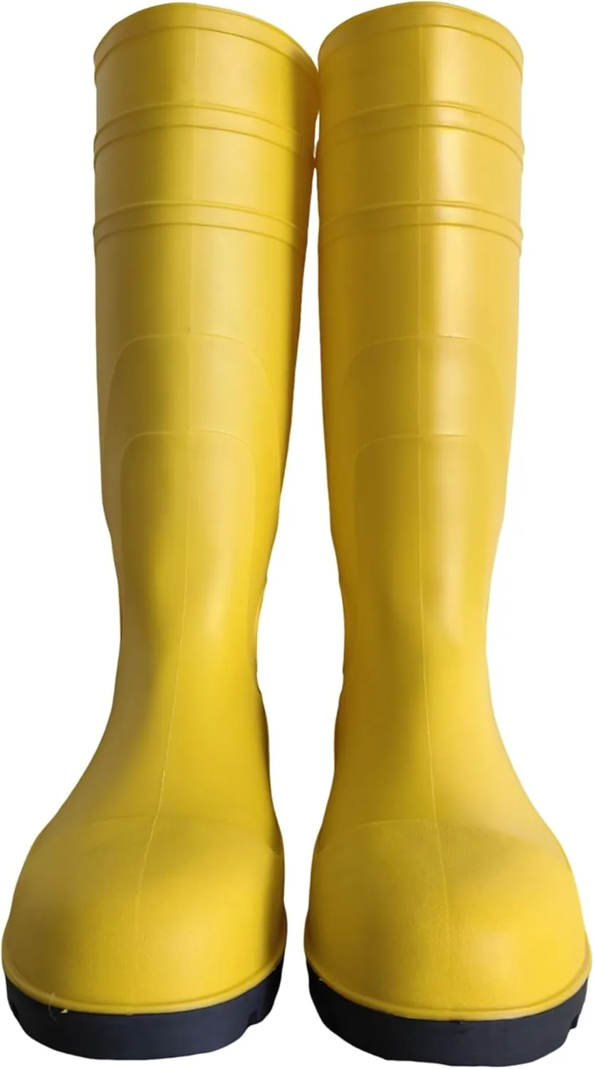 Men's Premium Tall Steel Toe Rain Boots - Waterproof Seamless PVC, Fortified Smash - proof, Durable Non - slip, All - terrain, Perfect for Fishing, Gardening, Work