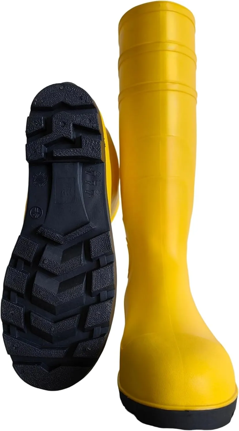 Men's Premium Tall Steel Toe Rain Boots - Waterproof Seamless PVC, Fortified Smash - proof, Durable Non - slip, All - terrain, Perfect for Fishing, Gardening, Work