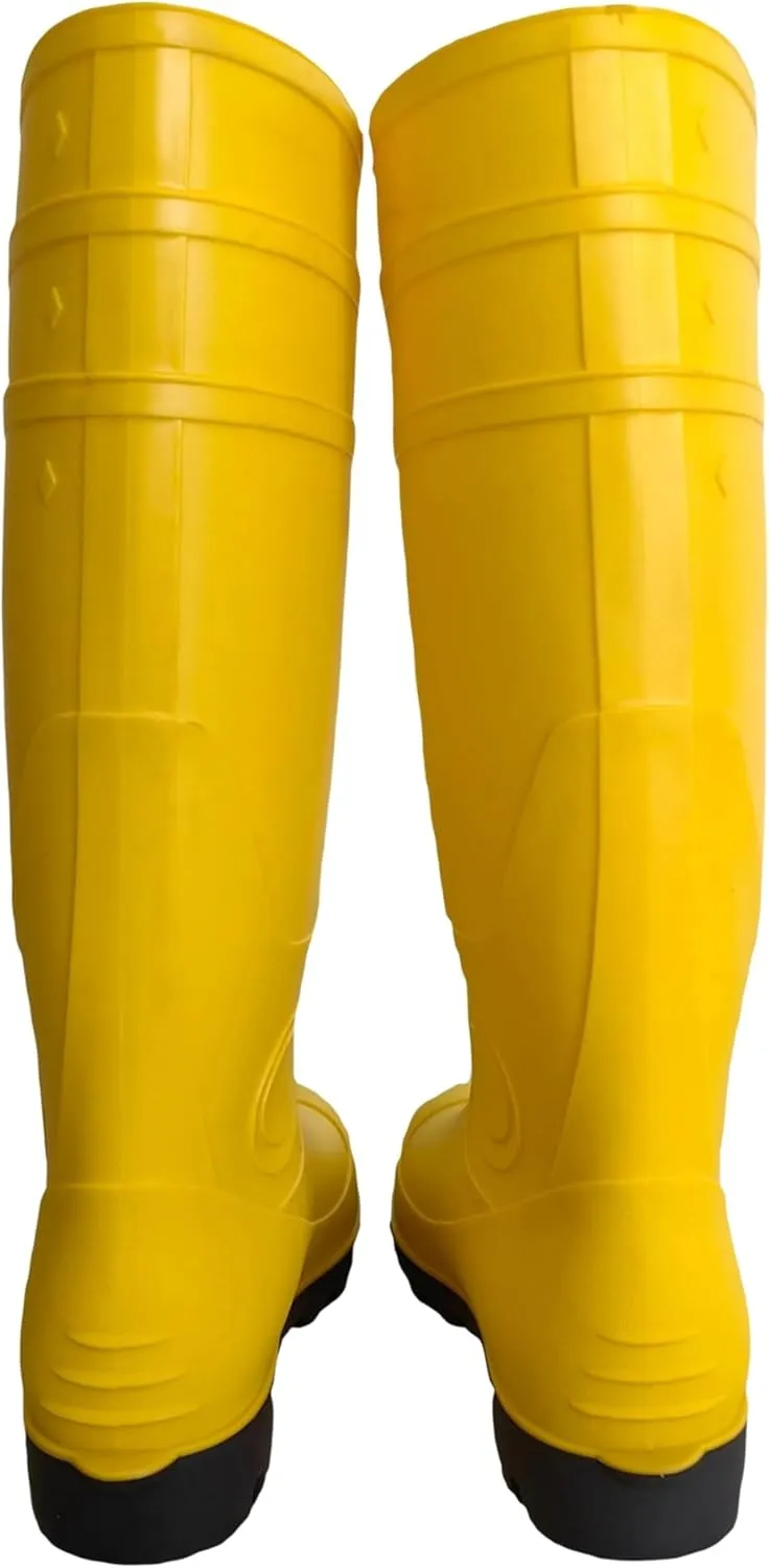 Men's Premium Tall Steel Toe Rain Boots - Waterproof Seamless PVC, Fortified Smash - proof, Durable Non - slip, All - terrain, Perfect for Fishing, Gardening, Work