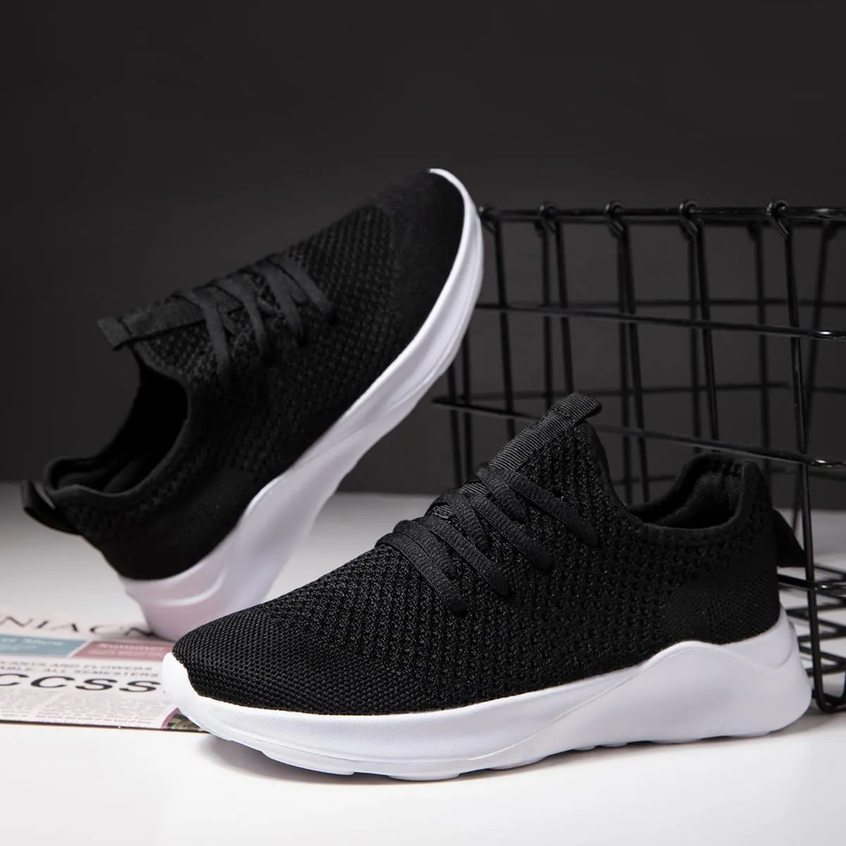 Men's Running Walking Shoes Sneakers Tennis Fitness Athletic Shoes Non Slip On Sports Casual Workout Shoe Lightweight Comfortable Gym Fashion Breathable Mesh Trainer