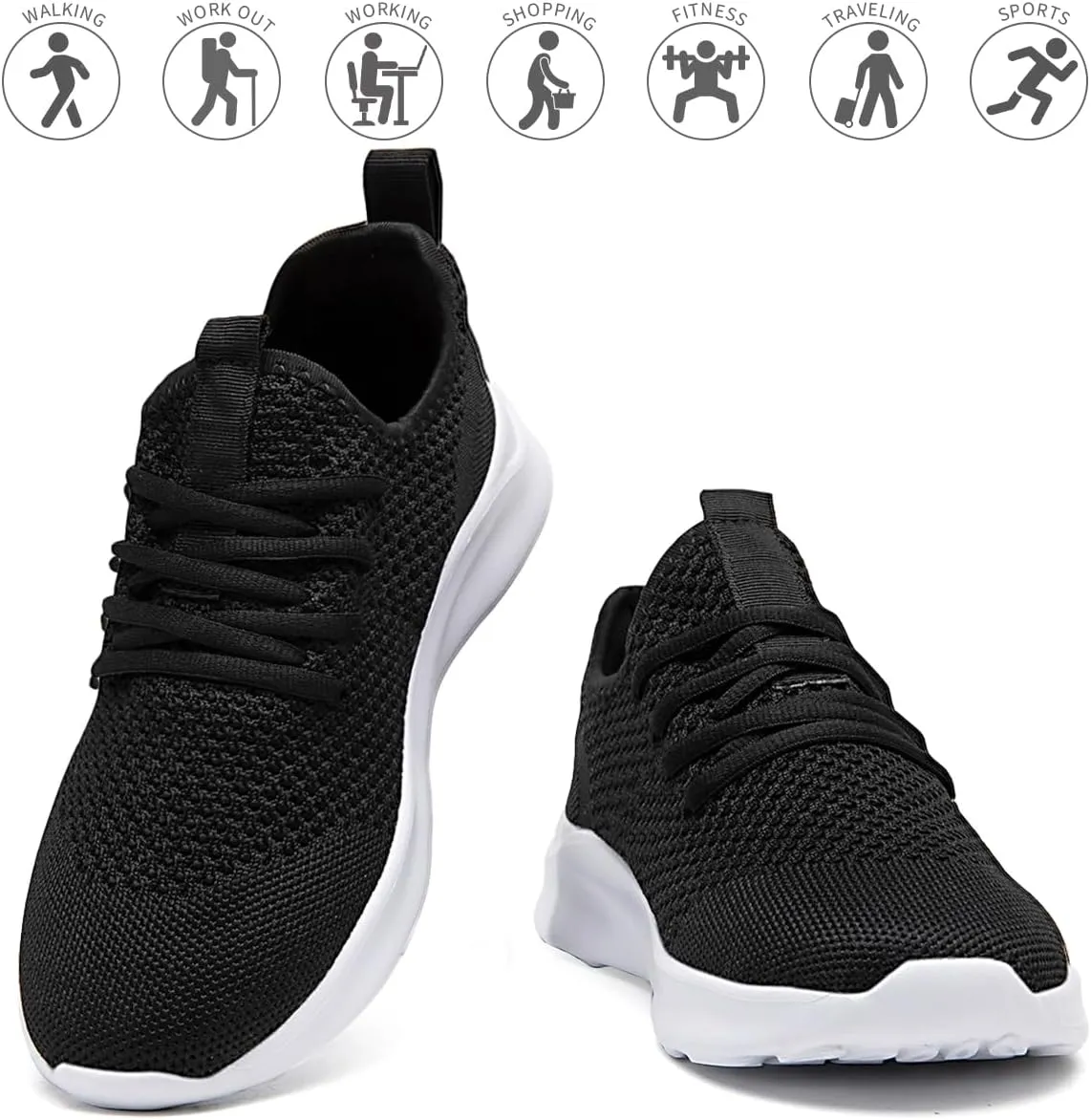Men's Running Walking Shoes Sneakers Tennis Fitness Athletic Shoes Non Slip On Sports Casual Workout Shoe Lightweight Comfortable Gym Fashion Breathable Mesh Trainer