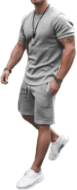Men's Shirt and Shorts Set 2 Piece Outfits Fashion Summer Tracksuits Casual Sportwear Set