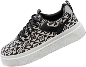 Men's Skate Shoes - Low-Top Trendy Thick Sole Casual Sneakers, Fashionable Colorful Patterns, Lace-Up, Breathable Fabric Lining, Durable PVC Outsole, EVA Insole, Perfect for Outdoor Activities