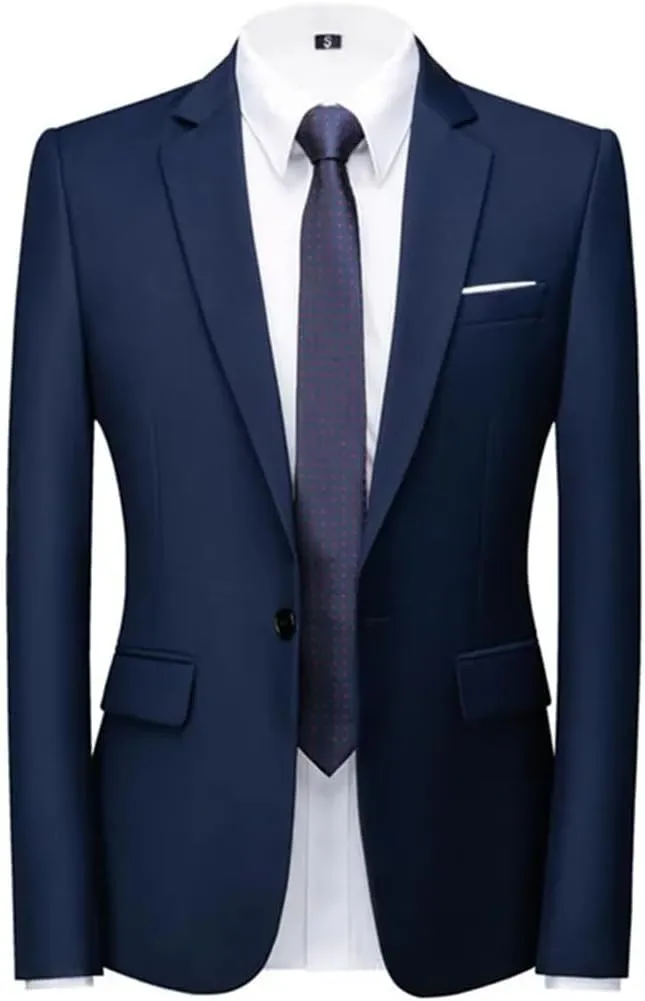 Men’S Slim Fit Business Single Breasted Blazer Length Long Sleeve Formal Office Social Wear