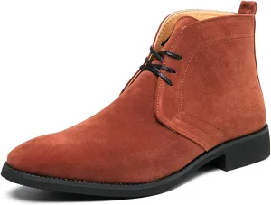 Men's Suede Chukka Ankle Boots Casual Lace Up Low Heel Chelsea Boots Dress Desert Ankle Boots