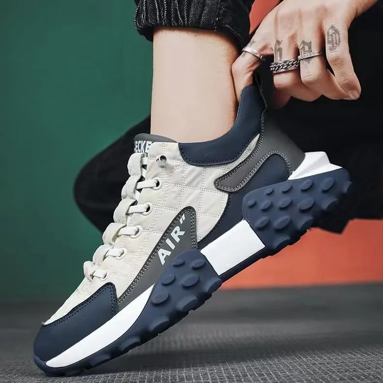 Men's Trendy Lace-Up Street Style Sneakers for Outdoor Activities - Non-Slip Durable Comfort