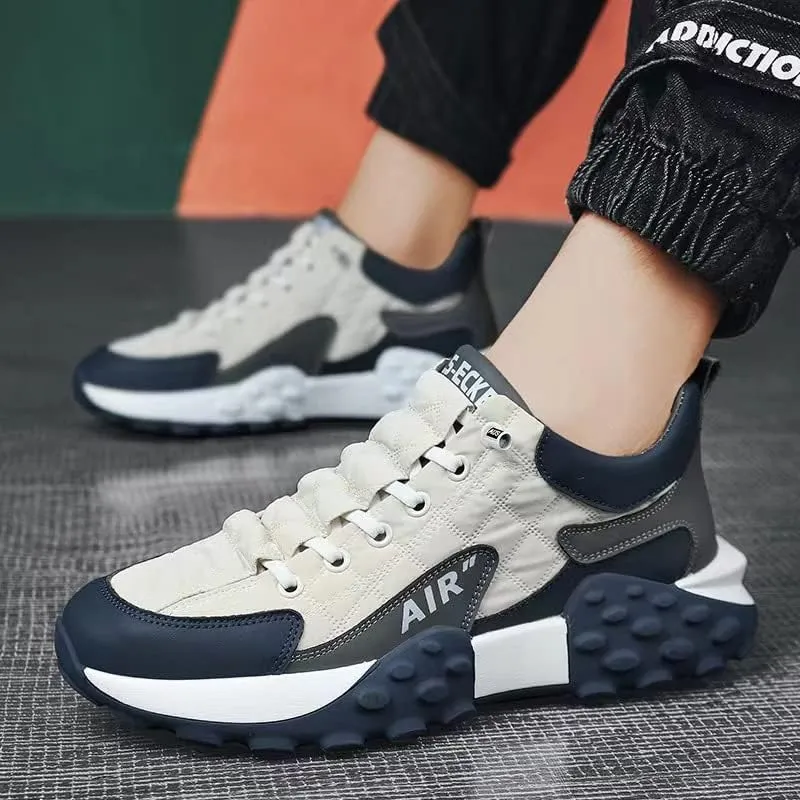 Men's Trendy Lace-Up Street Style Sneakers for Outdoor Activities - Non-Slip Durable Comfort