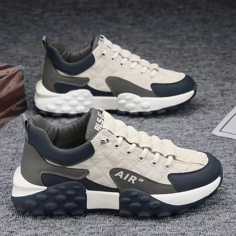 Men's Trendy Lace-Up Street Style Sneakers for Outdoor Activities - Non-Slip Durable Comfort