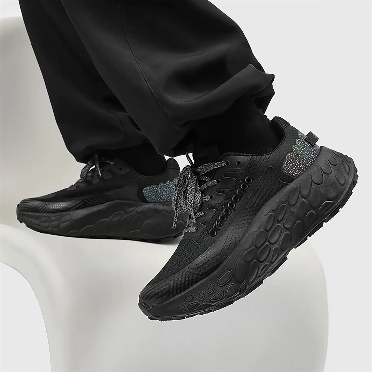Mnplciea Mens Chunky Sneakers Breathable Platform Sneakers Non Slip Lace Up Casual Shoes