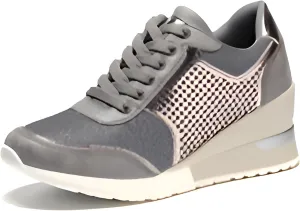 Mokcoliy]Stylish 【Gray Low Sneakers】 for Women - Comfortable Round Toe Mesh Slip-Ons, Perfect for Casual Outings and Daily Wear