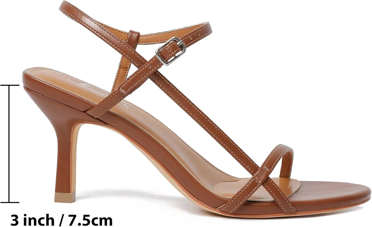 Mostrin Heels for Women Strappy Sandals Square Open Toe High Heel Sandals Ankle Strap Stiletto Heels for Party Wedding