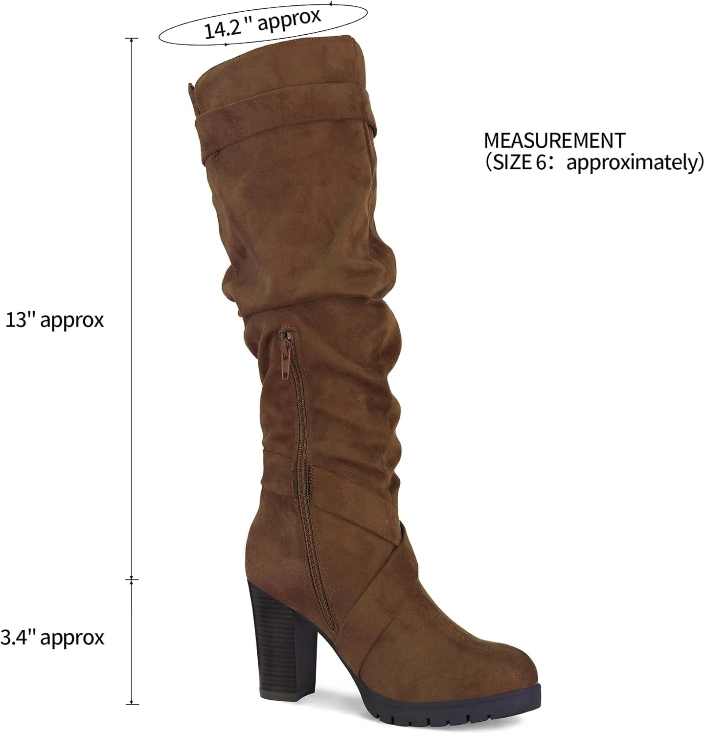 mysoft Women's Knee High Boots Fashion Chunky Block Heel Warm Winter Boots with Side Zippers