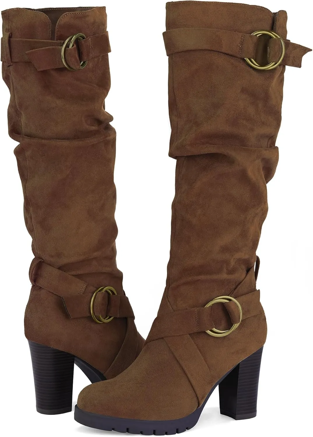 mysoft Women's Knee High Boots Fashion Chunky Block Heel Warm Winter Boots with Side Zippers