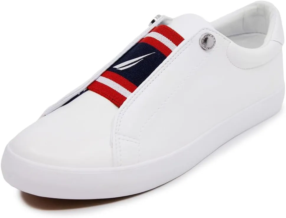 Nautica Women's Slip-On Sneakers – Casual Low-Top Walking Shoes – Comfortable No-Lace Fashion Tennis Style