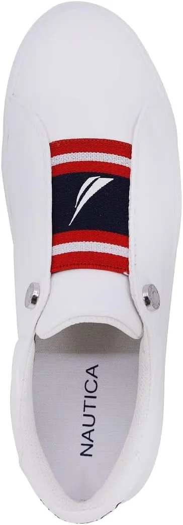 Nautica Women's Slip-On Sneakers – Casual Low-Top Walking Shoes – Comfortable No-Lace Fashion Tennis Style
