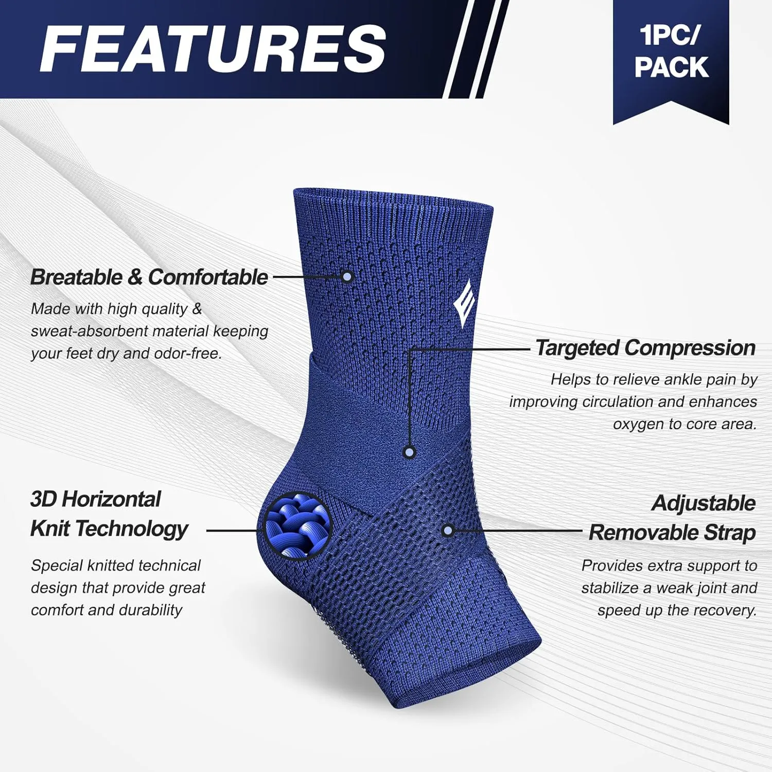 NEENCA Ankle Brace for Sprained Ankle with Removable Strap, Compression Sleeve for Plantar Fasciitis Relief Achilles Tendonitis, Ankle Support Brace, Ankle Stabilizer Wrap for Pain Relief, Women & Men