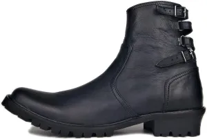 New Ankle Boots for Men Mens Zip Pointed Belt Boots Office Club Party Holiday Business for Show Pure Leather The First Layer of Cowhide