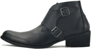 New Ankle Boots for Men Monk Strap High Heel Ankle Boots for Men Party Club Business Show Office for Holiday Pure Leather The First Layer of Cowhide(Black,5)