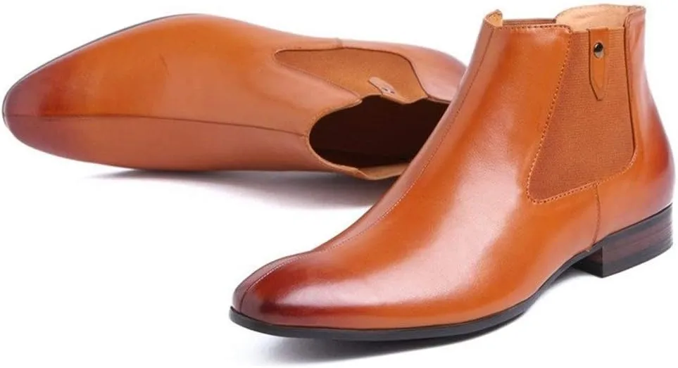 New For Men Ankle Boots Mens 3CM Heel Zip Chelsea Boots Office Party Show Club Business For Holiday The First Layer Of Cowhide