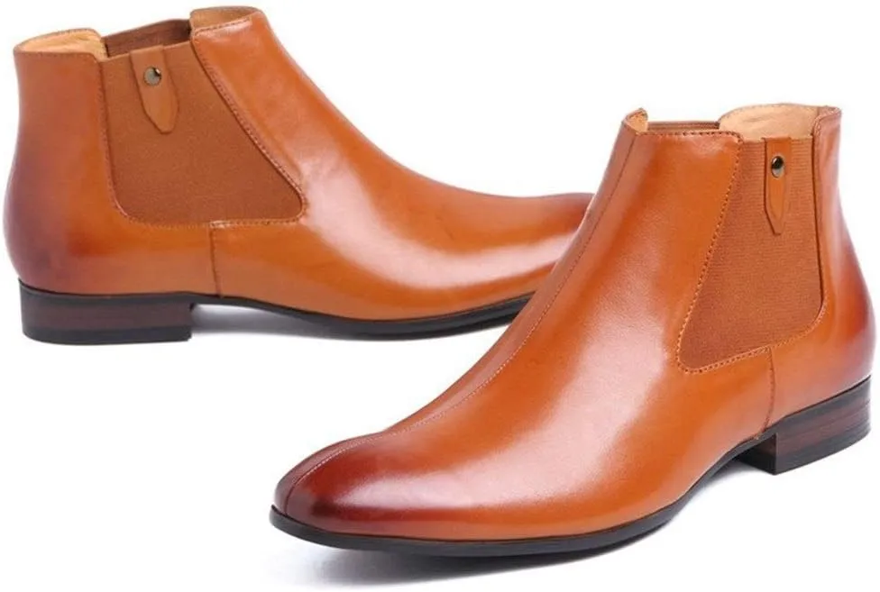 New For Men Ankle Boots Mens 3CM Heel Zip Chelsea Boots Office Party Show Club Business For Holiday The First Layer Of Cowhide