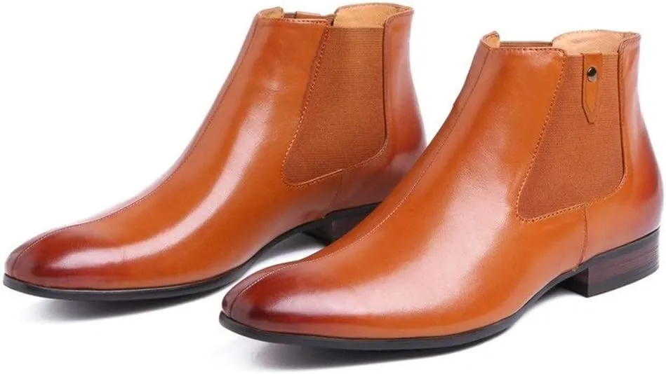 New For Men Ankle Boots Mens 3CM Heel Zip Chelsea Boots Office Party Show Club Business For Holiday The First Layer Of Cowhide