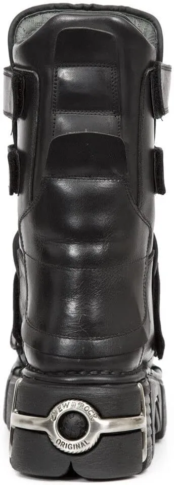 New Rock Boots M-422-S1 Unisex Metallic Black Leather Platform Gothic Boots