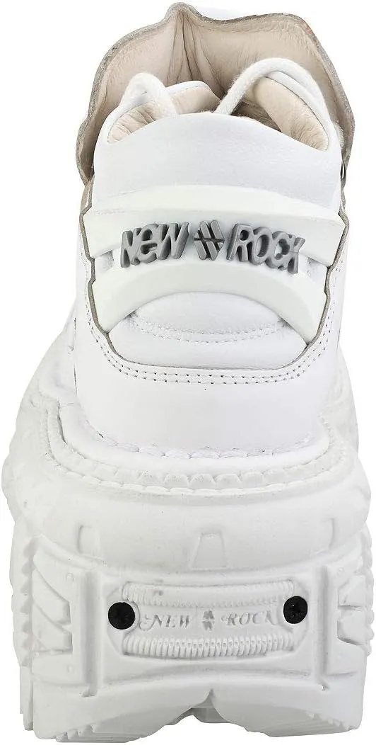 New Rock M-TANK106-C1 Unisex White 100% Leather Goth Platform Punk Ankle Boots Shoe