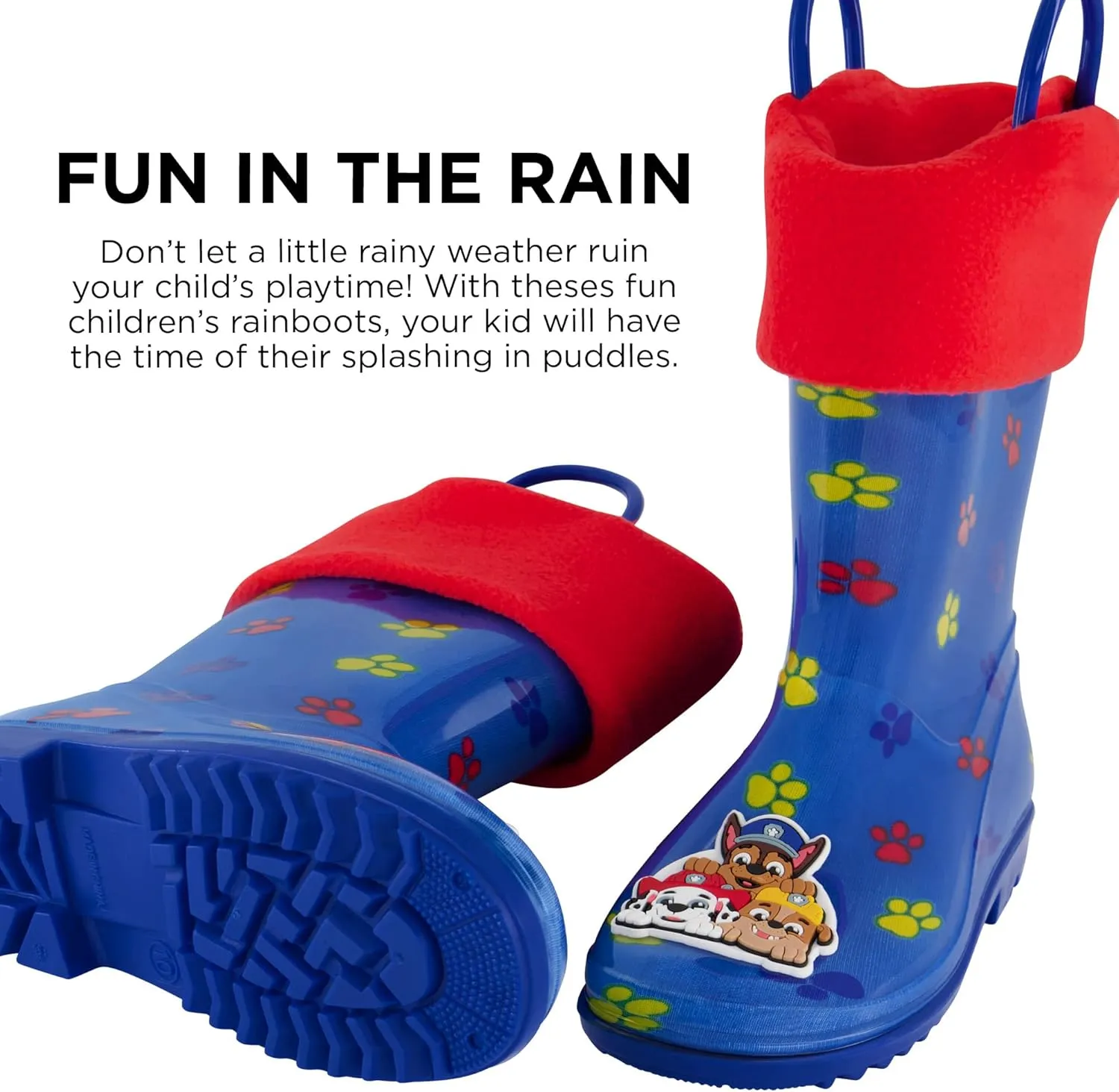 Nickelodeon Boy's Paw Patrol Toddler Rain Boots with Soft Removable Liner Snow