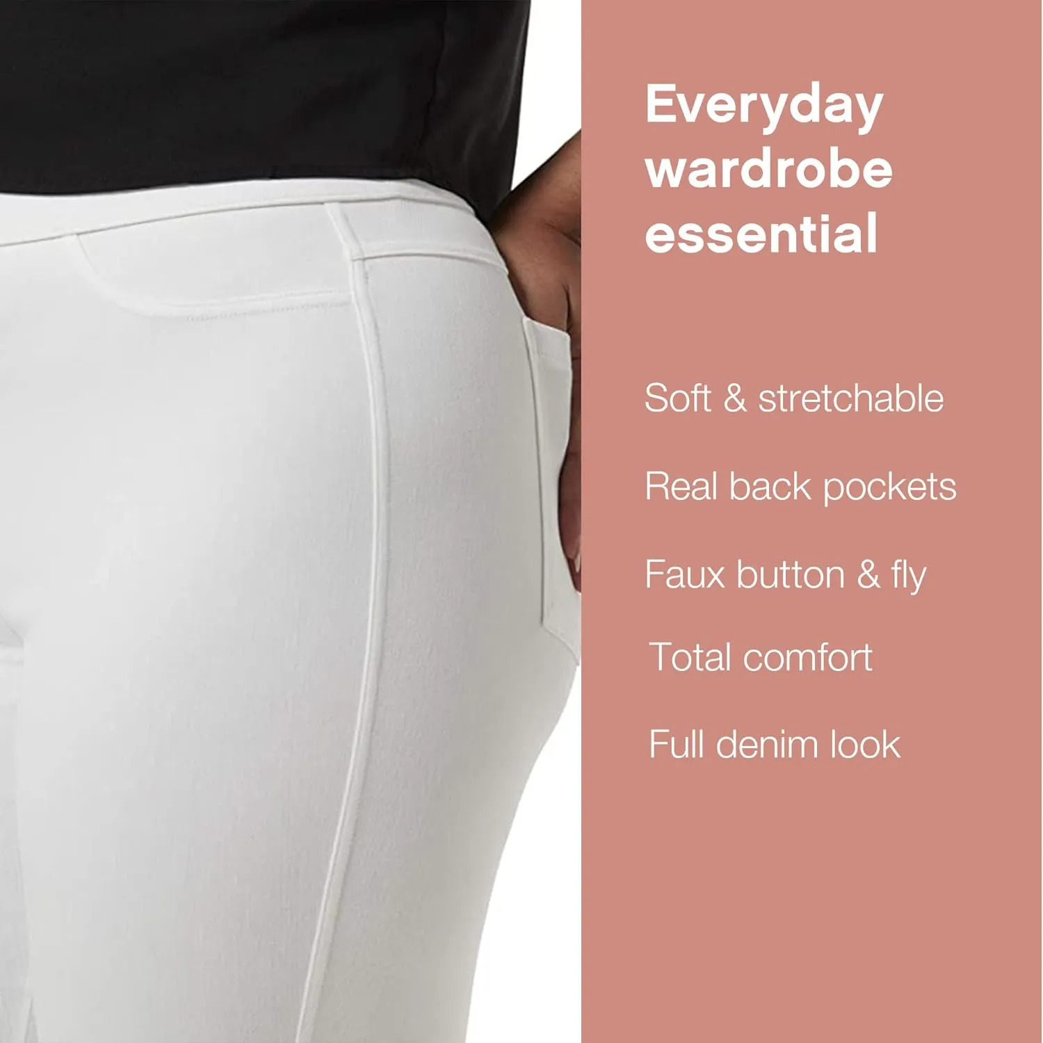 No Nonsense Classic Denim Leggings-Jeggings for Women with Real Back Pockets, High Waisted Stretch Jeans