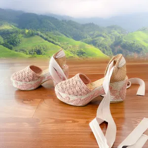 Nude Crochet Appliqué Wonder Heels