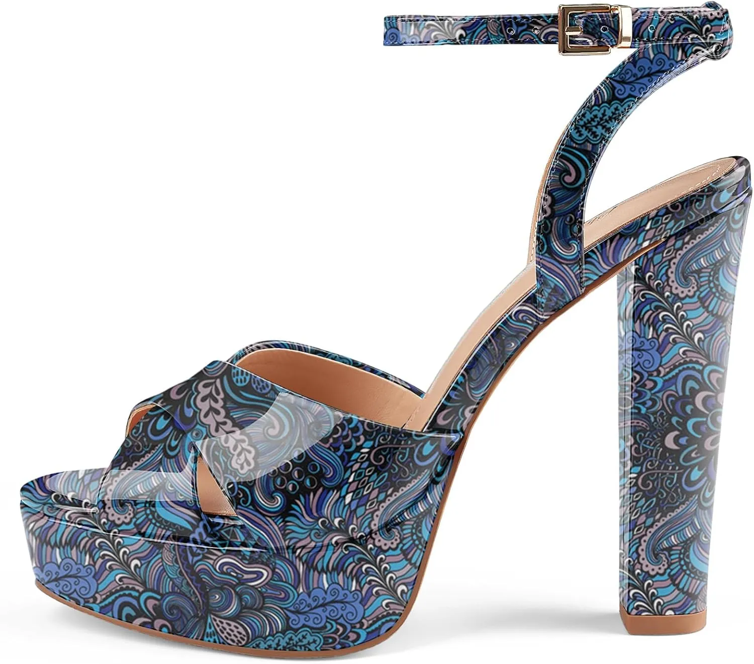 Oh Mispares Block High Heel Sandals for Women Peep Toe Platform Cross Strappy Sexy Heeled Gold Slingback Heels for Dress Jeans Summer Weddings