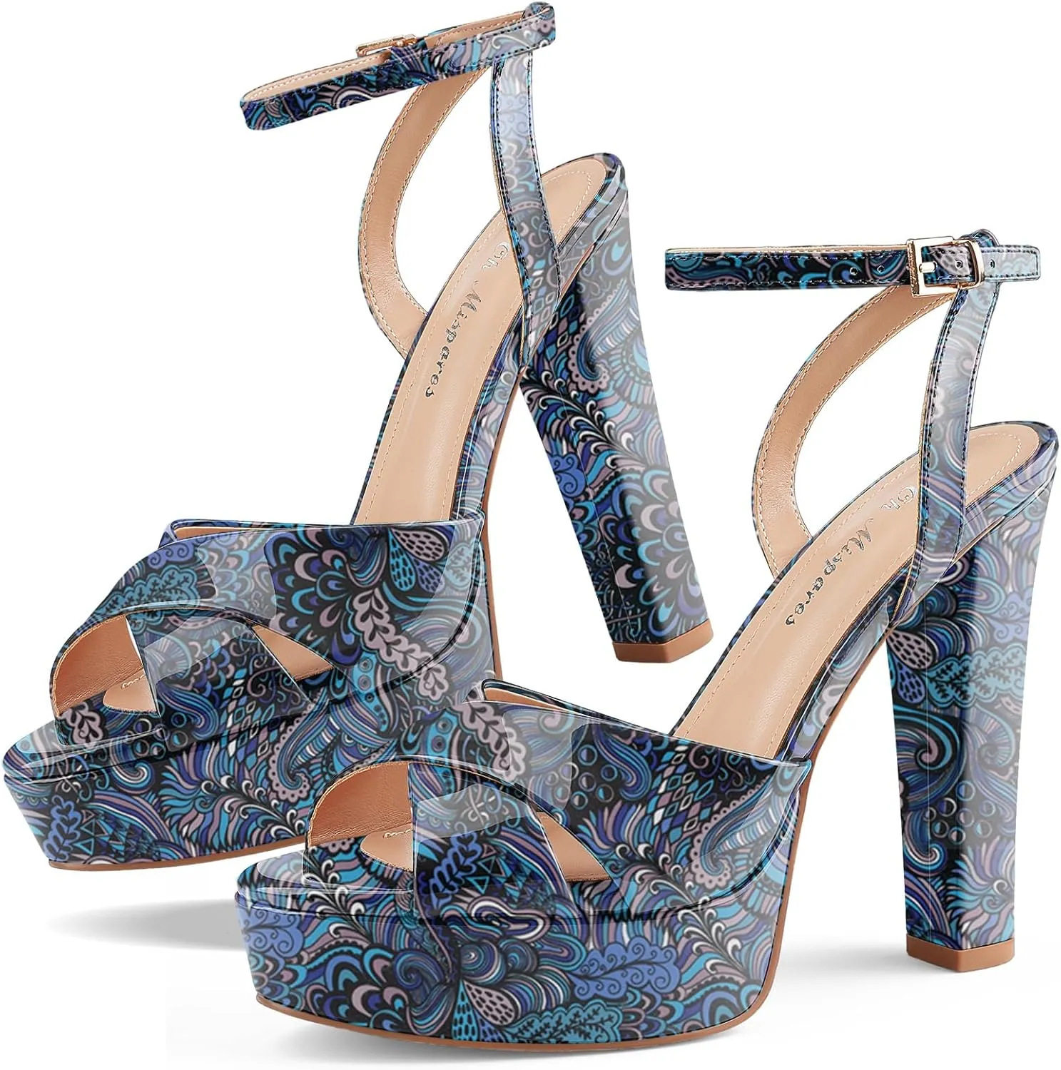 Oh Mispares Block High Heel Sandals for Women Peep Toe Platform Cross Strappy Sexy Heeled Gold Slingback Heels for Dress Jeans Summer Weddings