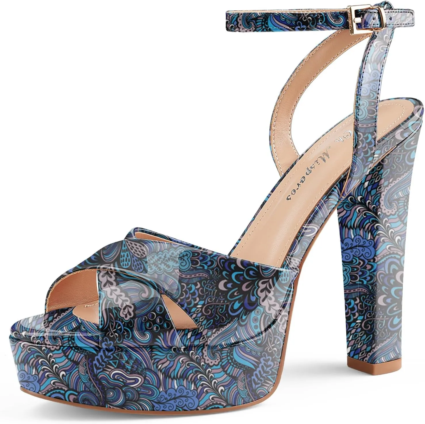 Oh Mispares Block High Heel Sandals for Women Peep Toe Platform Cross Strappy Sexy Heeled Gold Slingback Heels for Dress Jeans Summer Weddings